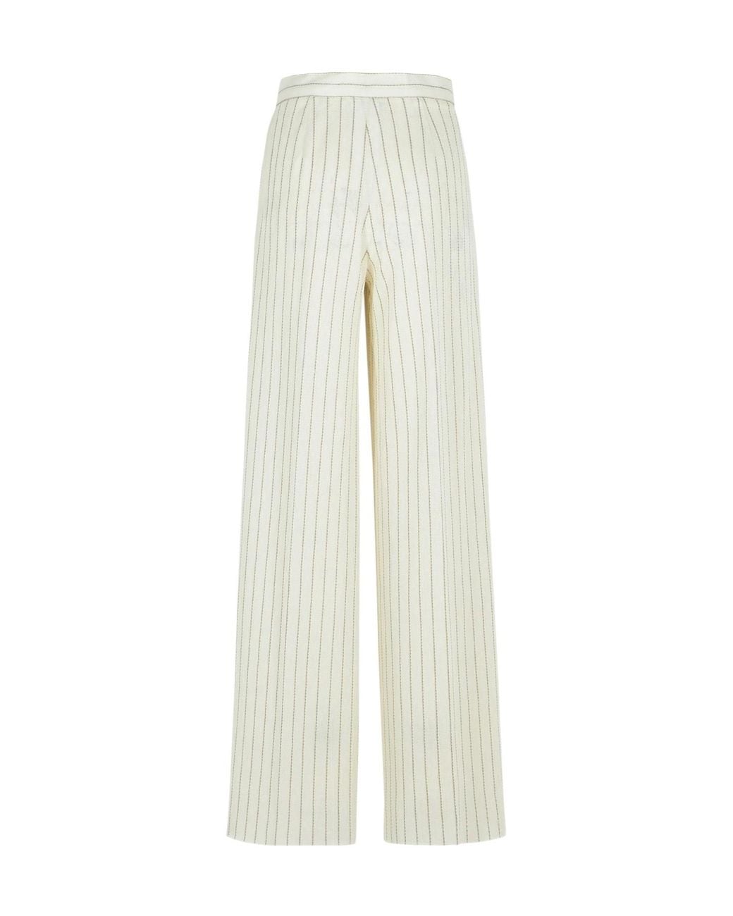 Max Mara White Clarion Striped Wide-Leg Trousers