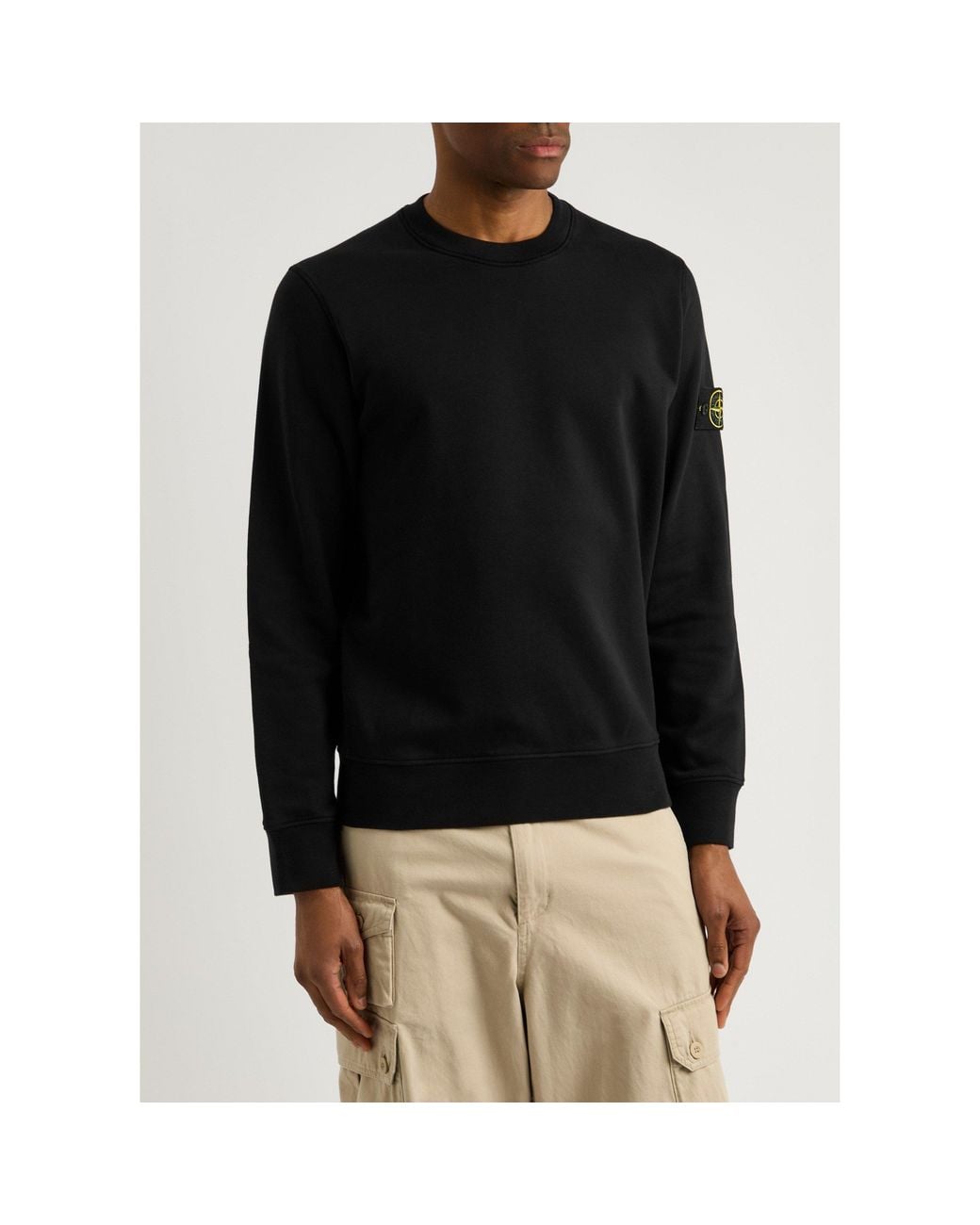 Stone Island Black Round-Neck Long-Sleeve Sweatshirt for men