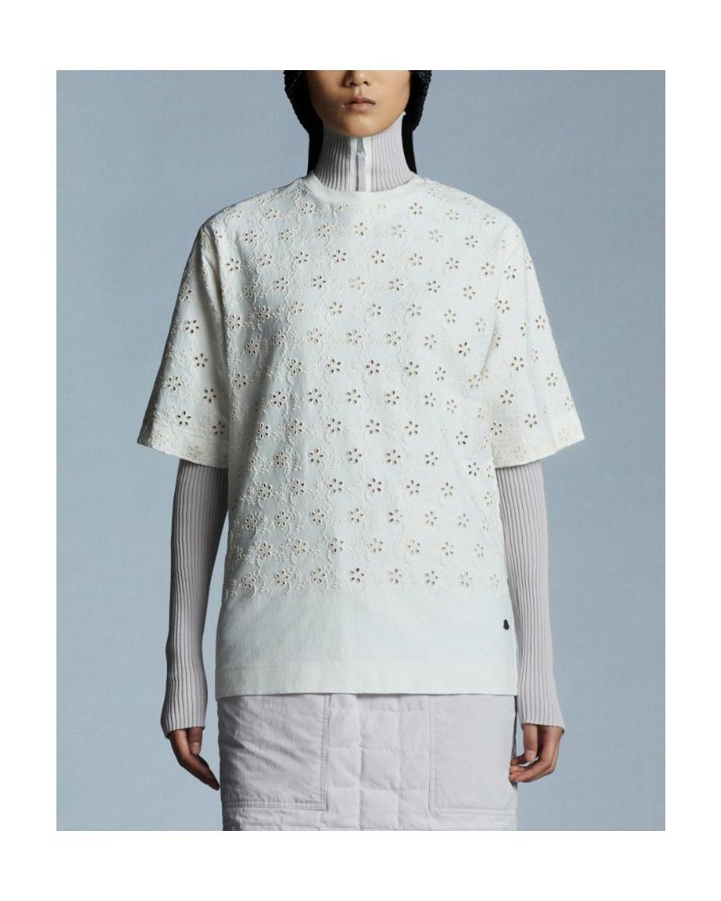 Moncler Gray Broderie Short Sleeved T-Shirt