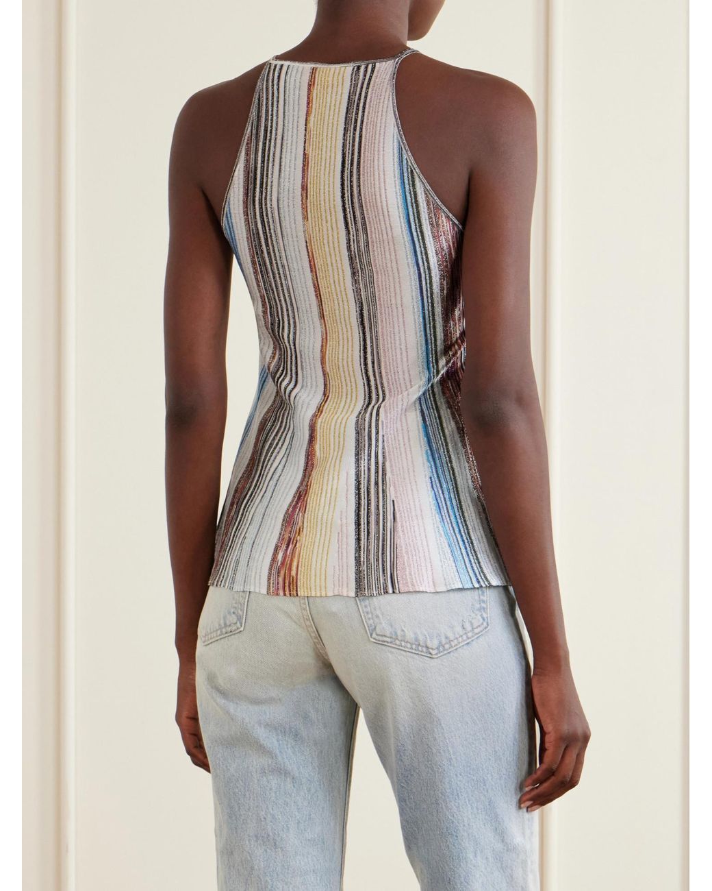 Missoni Multicolor Striped Crochet-Knit Tank