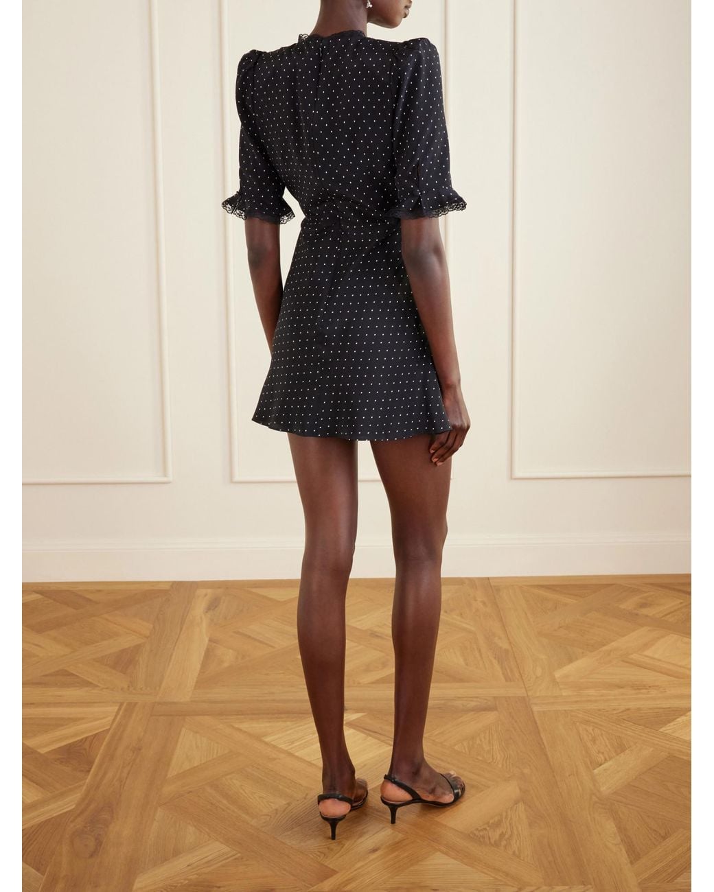 Alessandra Rich Black Silk-Satin Mini Dress