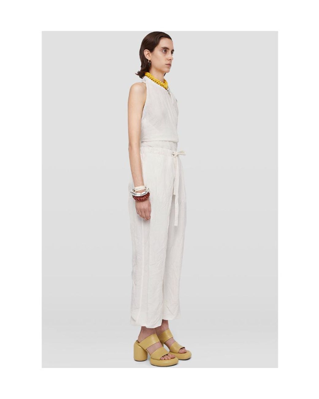 Jil Sander White Wide-Leg Drawstring Trousers