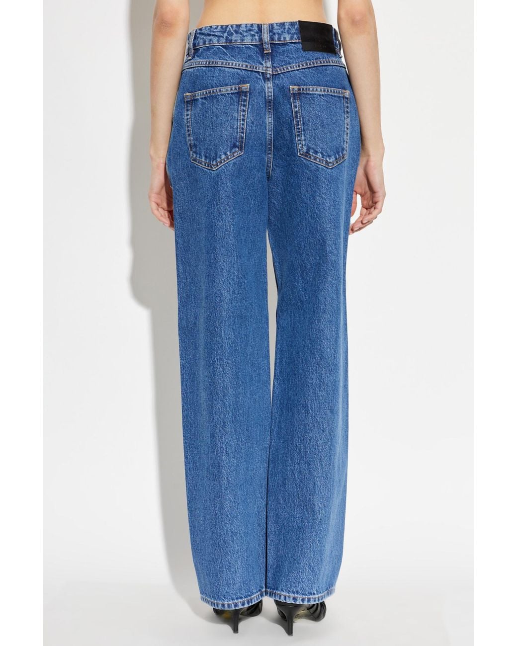 IRO Blue Distressed Wide-Leg Jeans