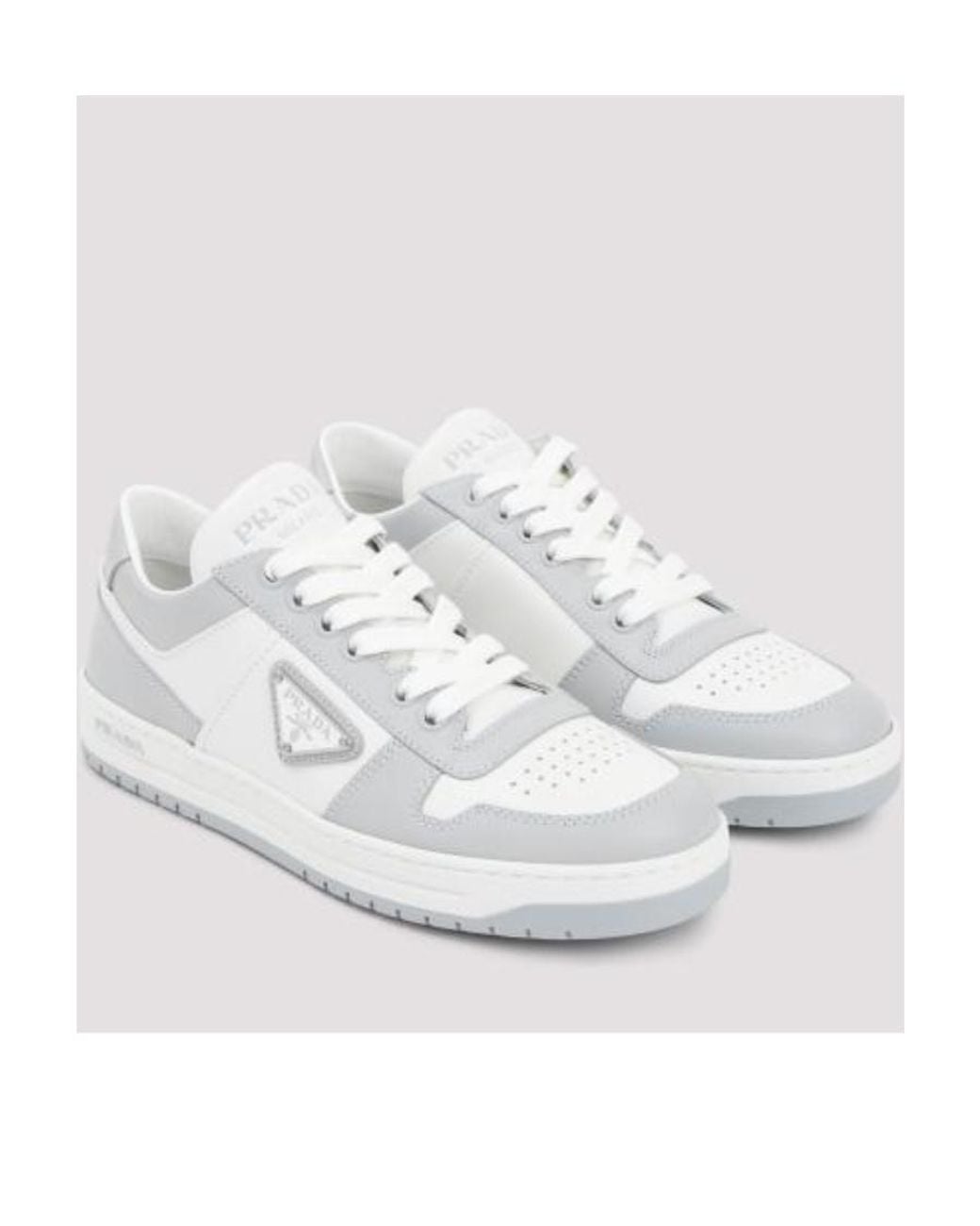 Prada White Downtown Leather Sneakers