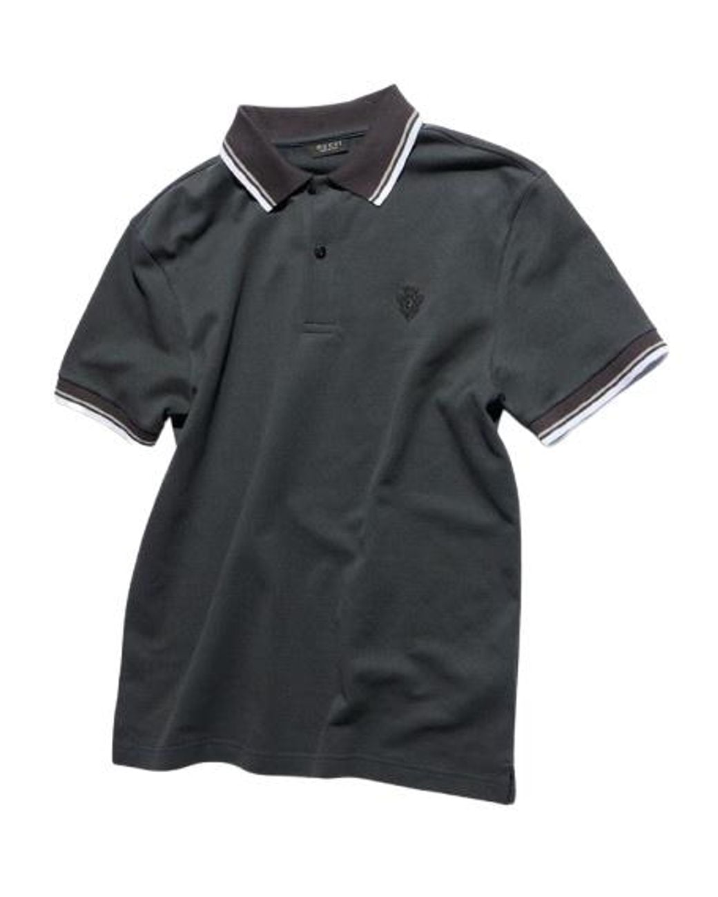 Gucci Black Cotton Piquet Polo Shirt With Embroidery for men