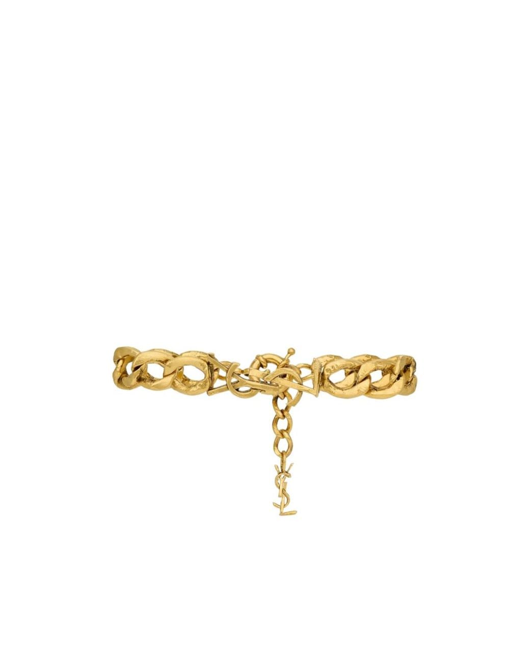 Saint Laurent Metallic Cassandre Chain Bracelet
