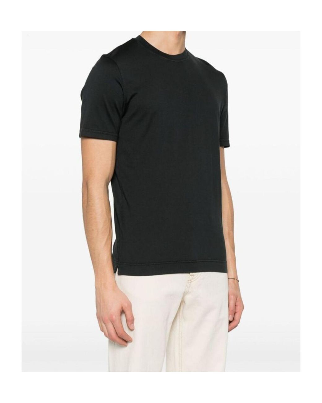 Fedeli Black Short-Sleeved Crewneck T-Shirt for men