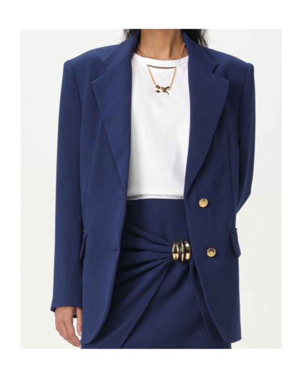 Elisabetta Franchi Blue Single-Breasted Oversized Jacket