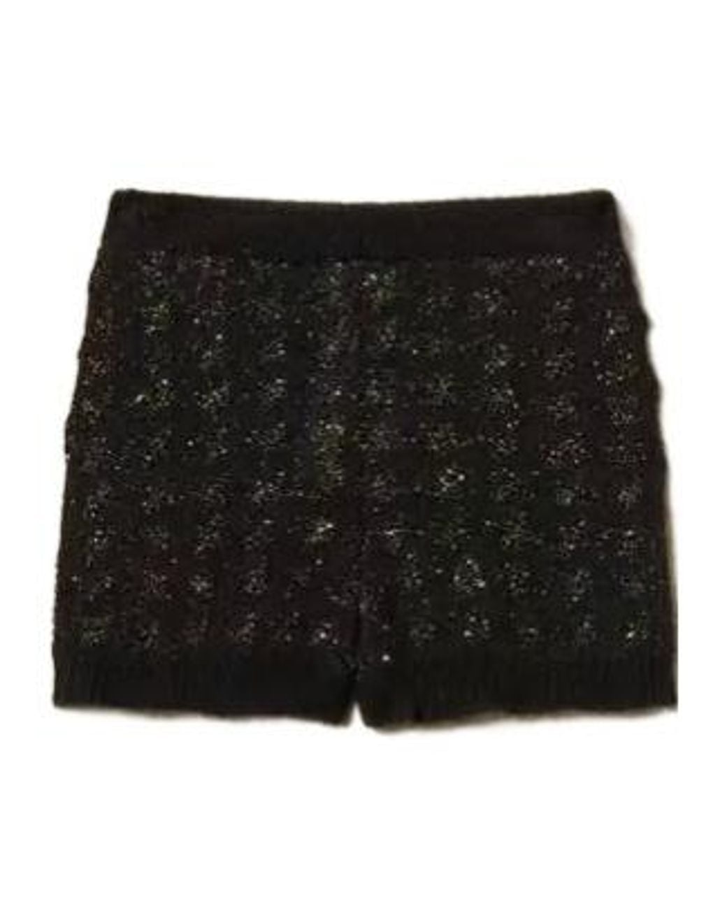 Twinset Black Jacquard-Knit Shorts With Houndstooth Pattern