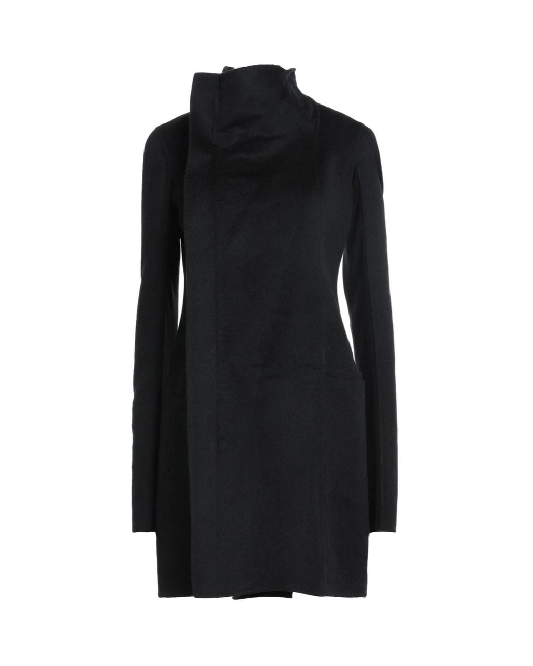 Rick Owens Black Minimalist Long-Sleeved Turtleneck Coat