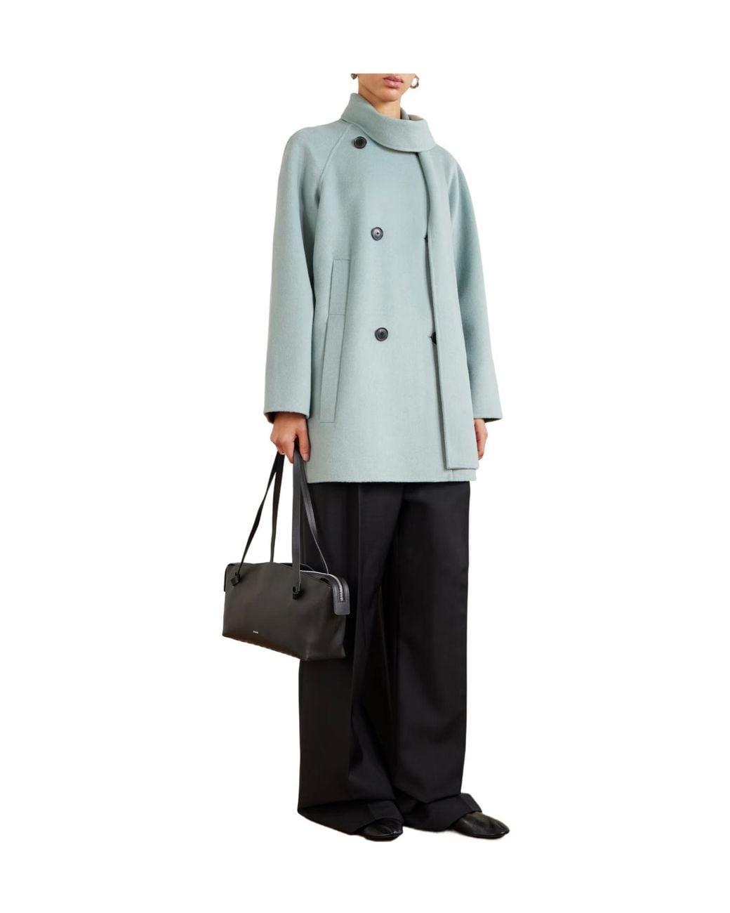 Proenza Schouler Blue Scarf-Detailed Wool-Blend Coat