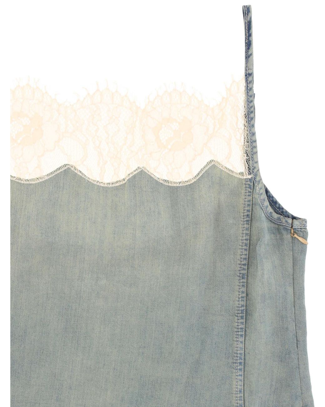 DIESEL Multicolor De-Mery- Lace-Trim Denim Top