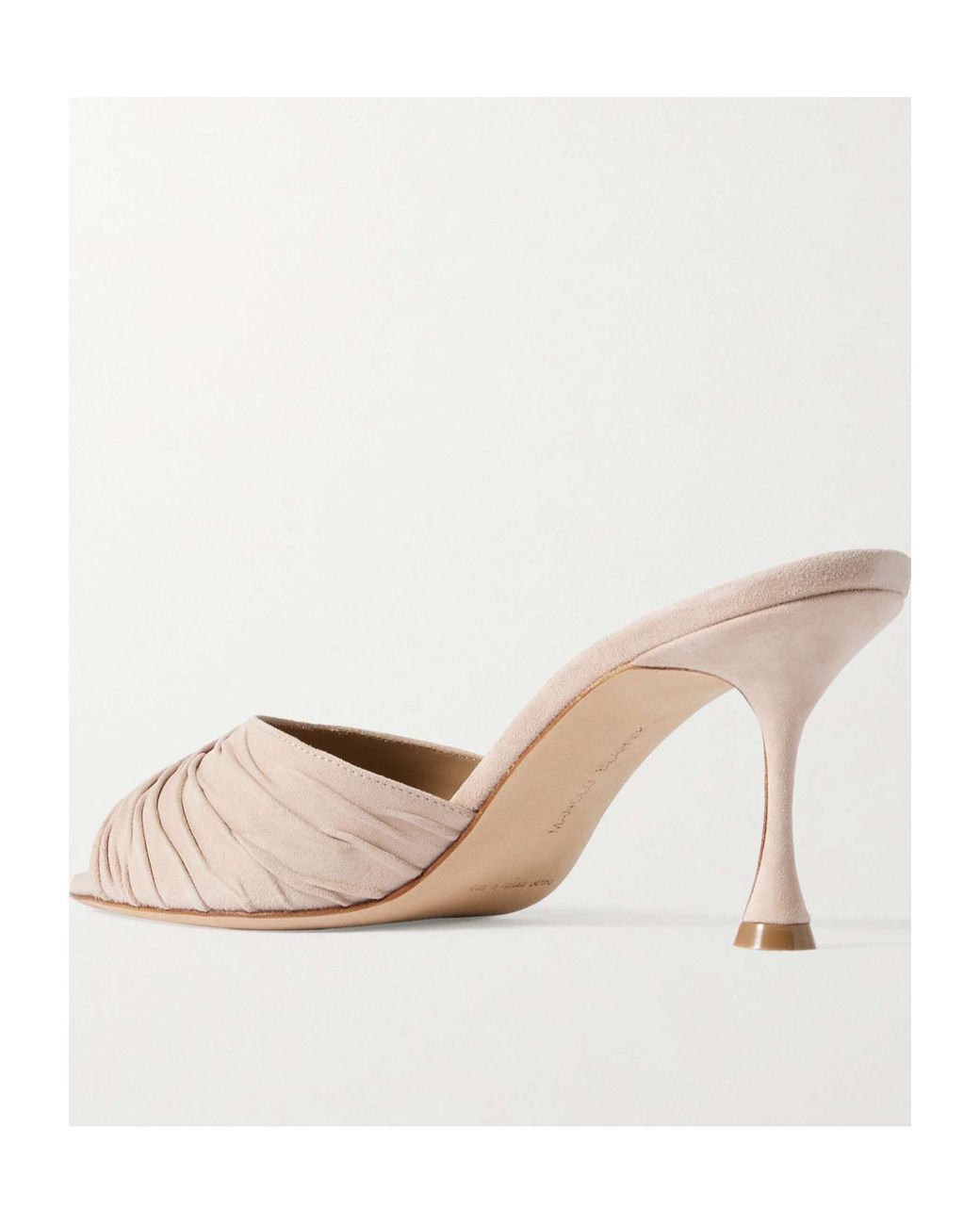 Manolo Blahnik Natural Pirua 70 Suede Mules
