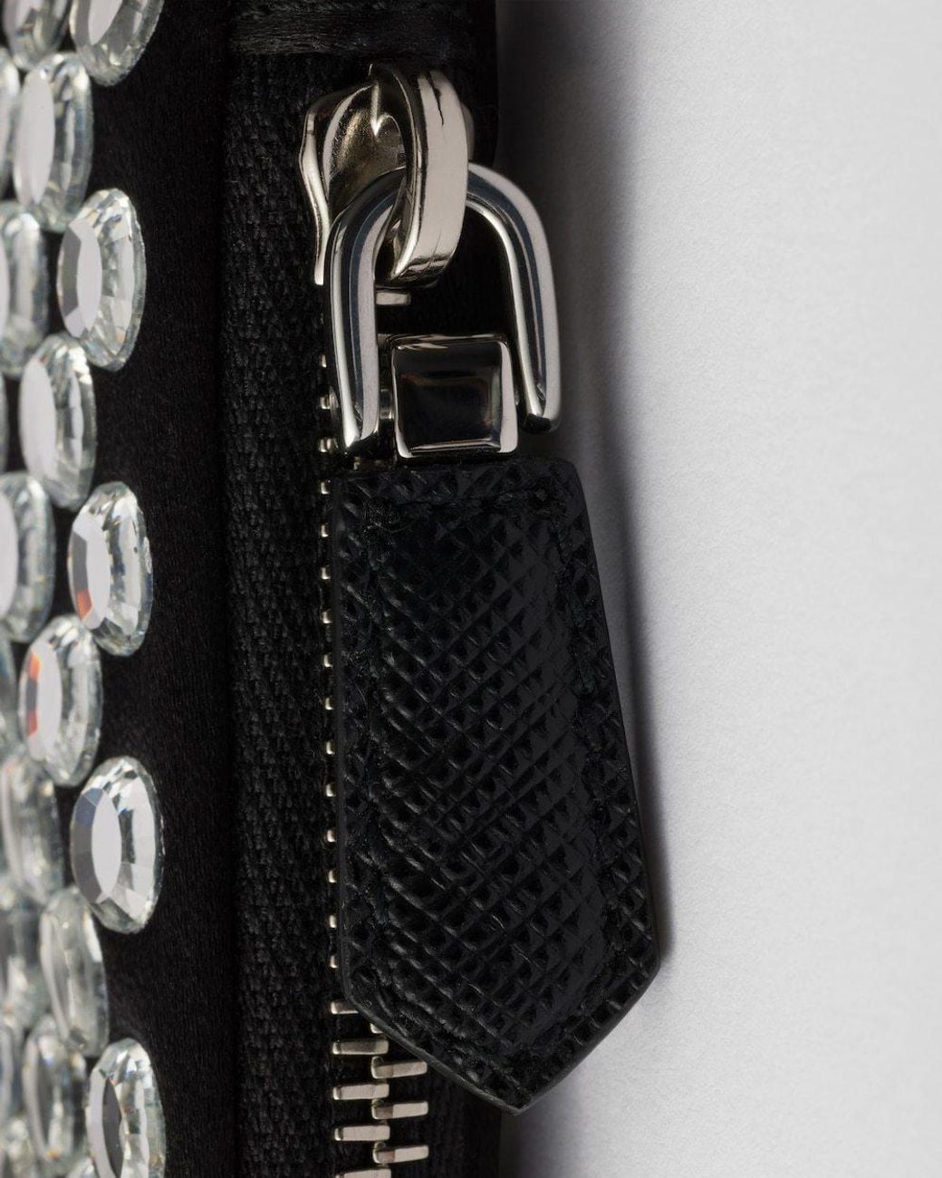 Prada Black Small Satin And Crystal Shoulder Bag