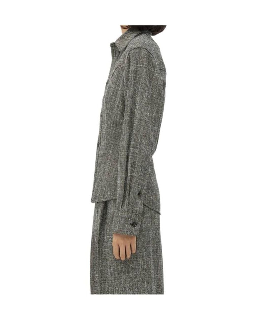 Bottega Veneta Black Melange Viscose And Silk Shirt