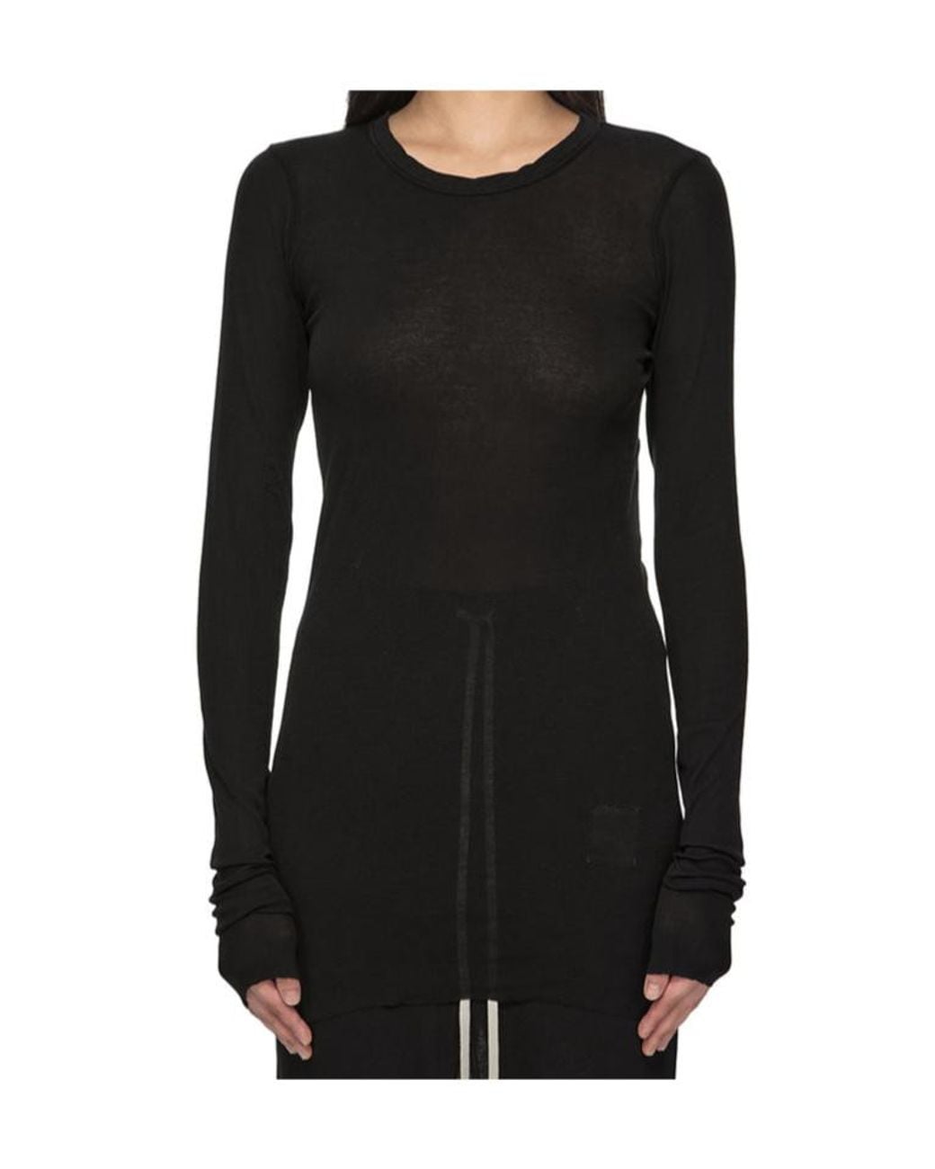Rick Owens Black Ruched Long-Sleeve Top