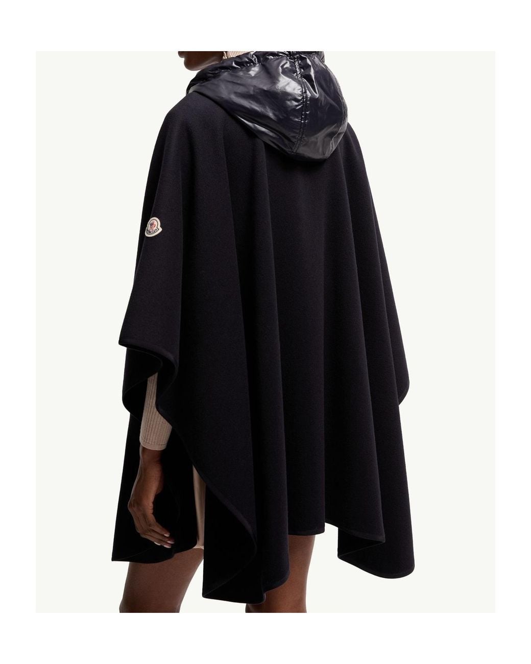 Moncler Black Belted Drawstring Hooded Cape