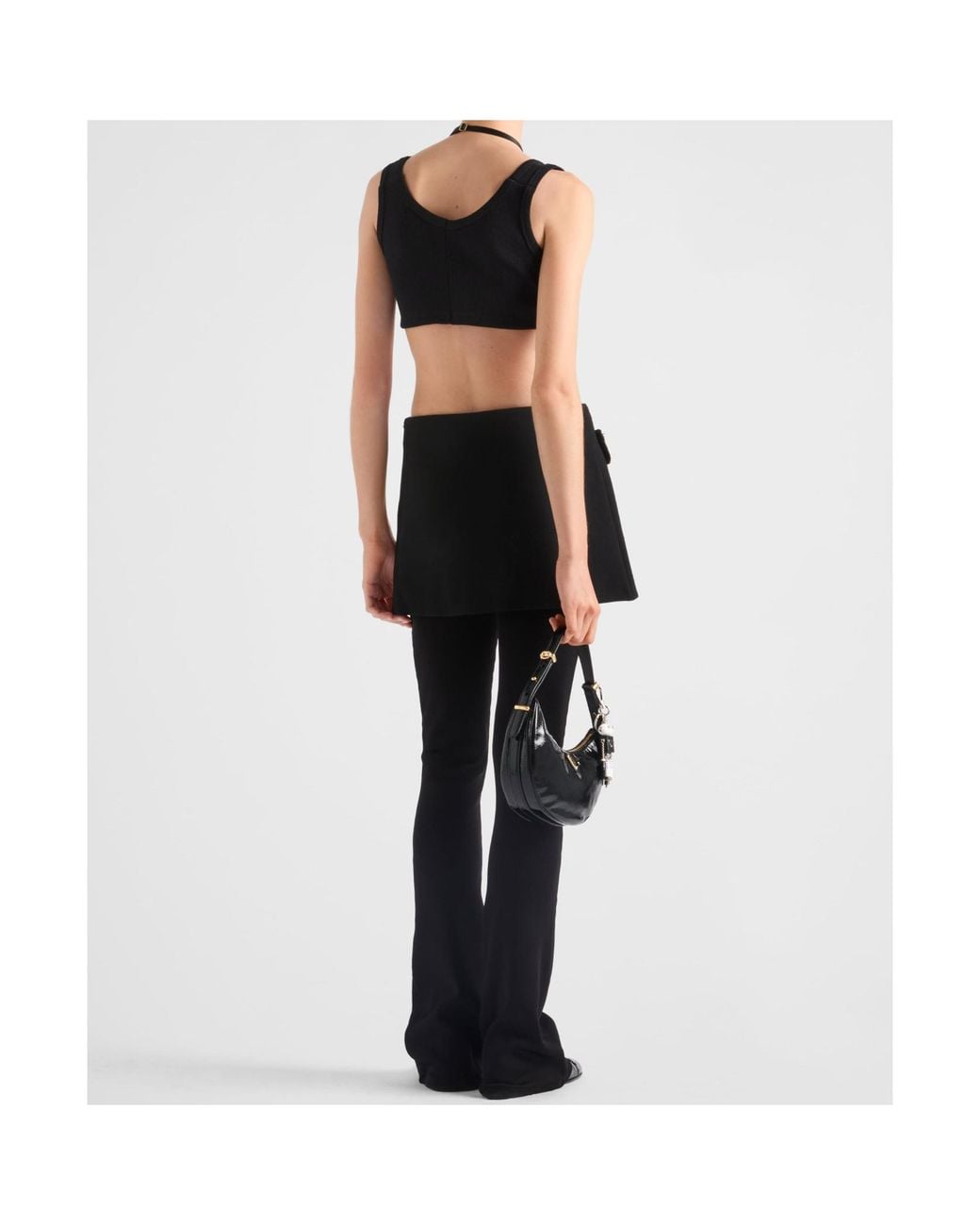 Prada Black Ribbed Jersey Crop Top