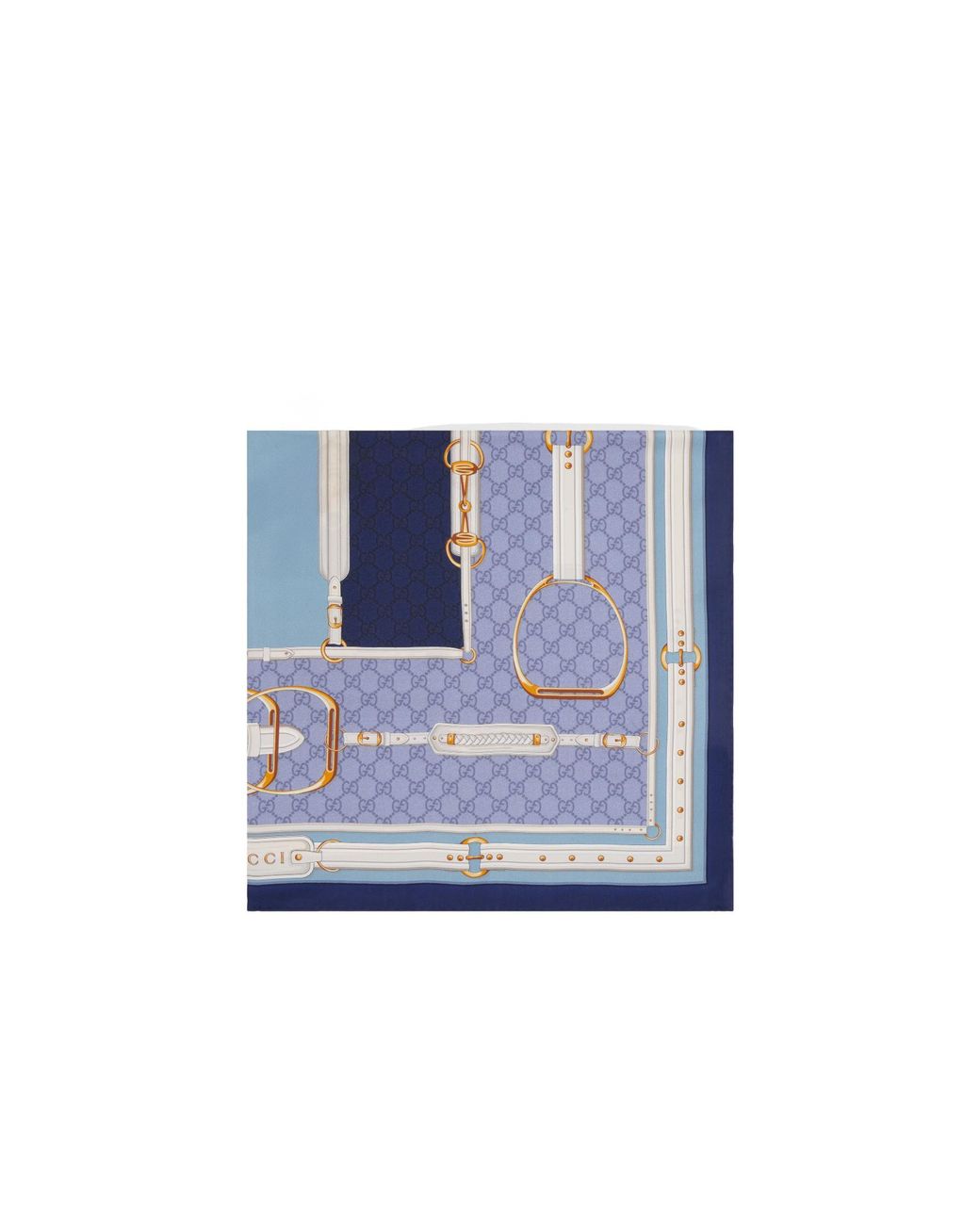 Gucci Blue Printed Silk Twill Carré