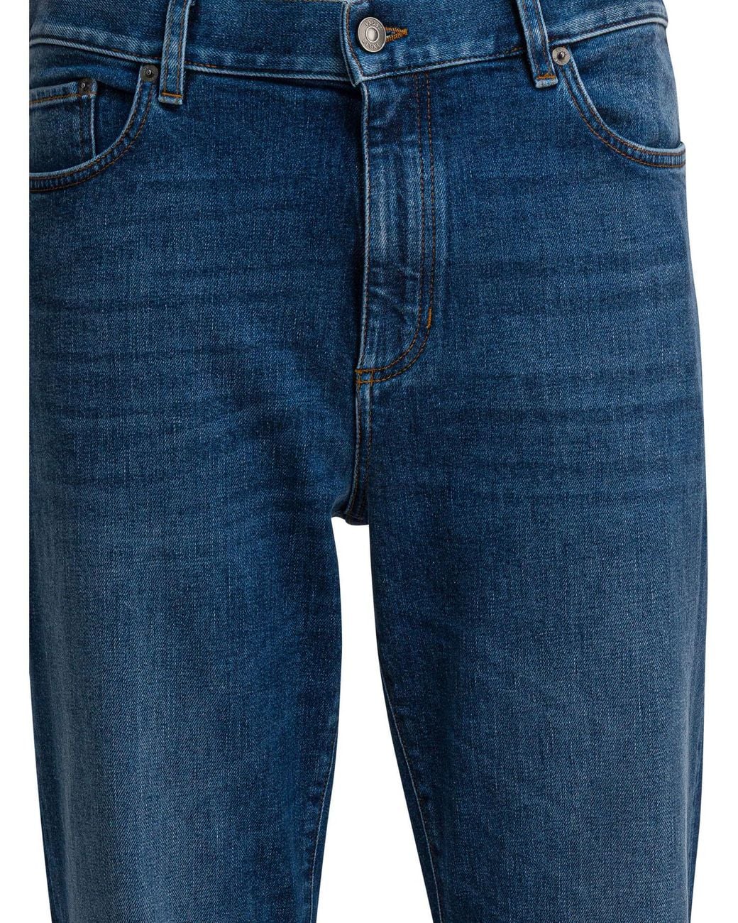 Zegna Blue Logo Patch Straight-Leg Jeans for men