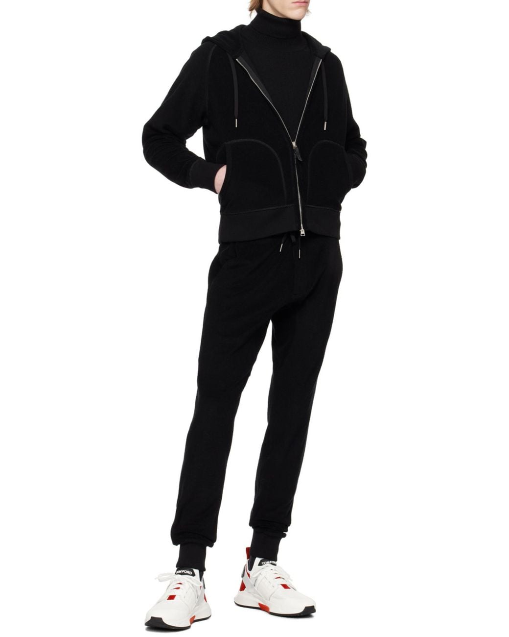 Tom Ford Black Straight-Leg Cotton Track Pants for men