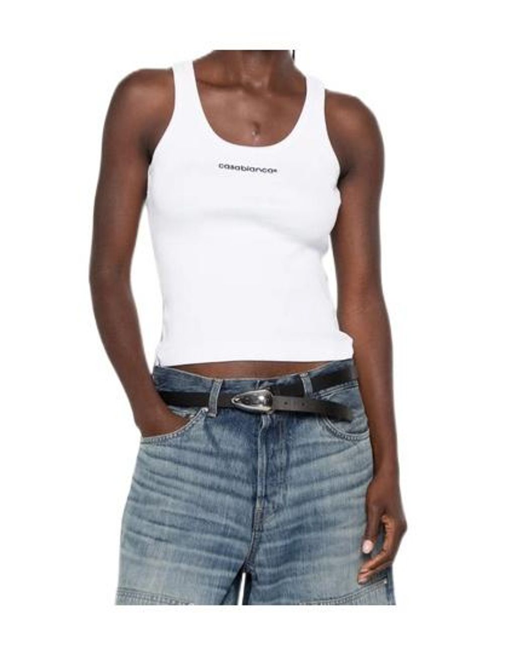 Casablanca Blue Ribbed Vest