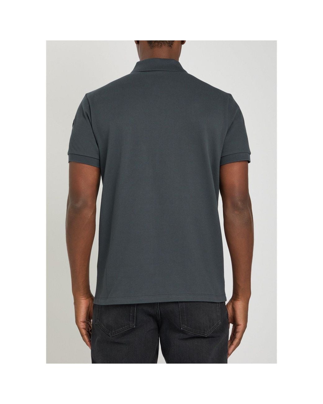 Moncler Blue Cotton Short-Sleeve Polo Shirt for men