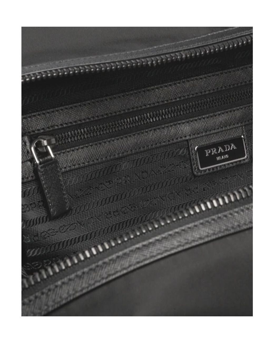 Prada Black Logo Triangle Zipped Travel Bag for men