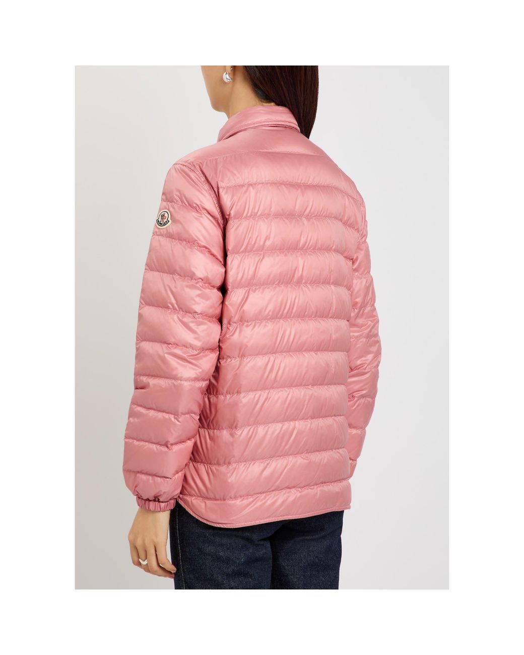 Moncler Pink Collared Shirt-Style Lightweight Down Jacket