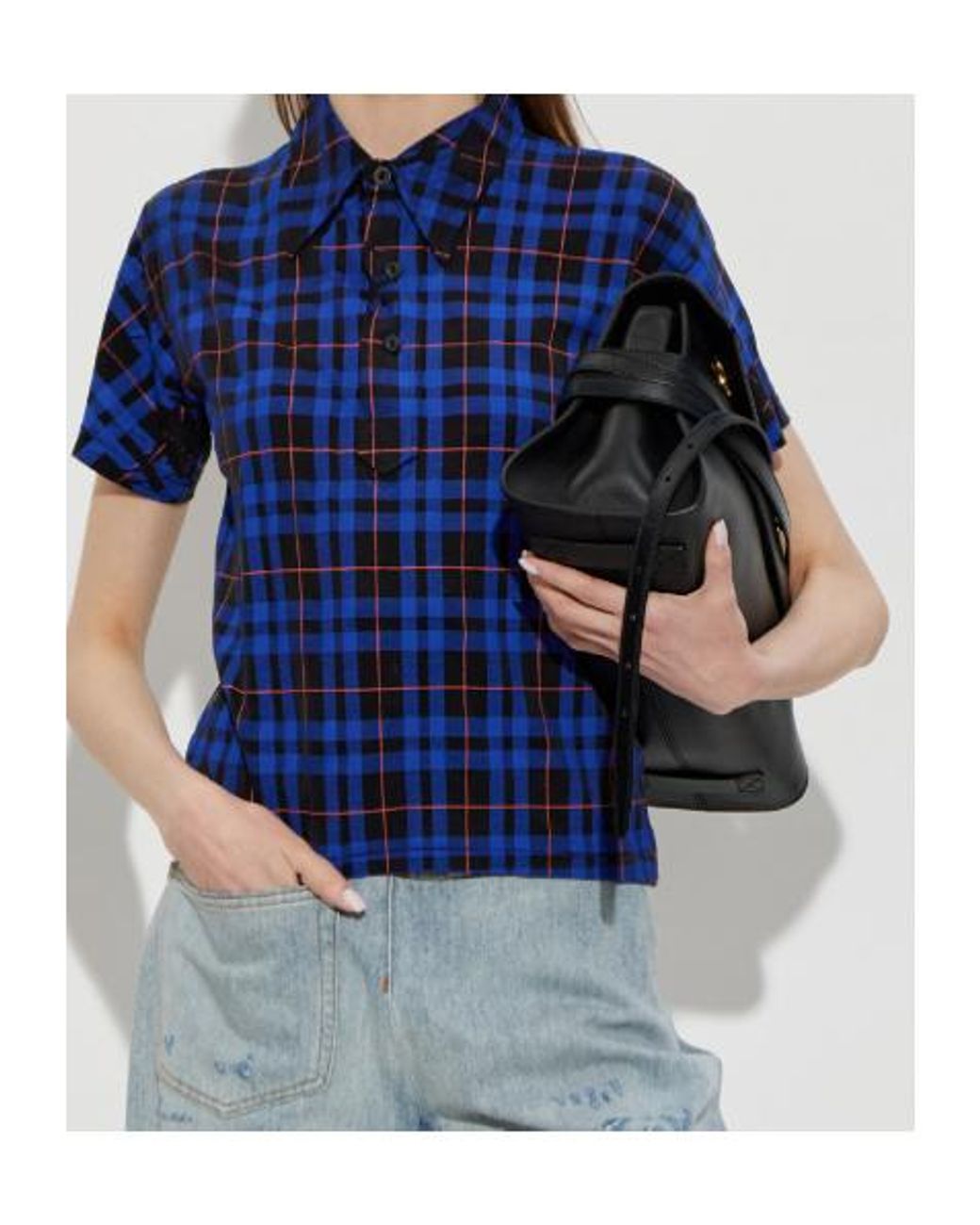 Maison Margiela Blue Plaid Short-Sleeved Shirt
