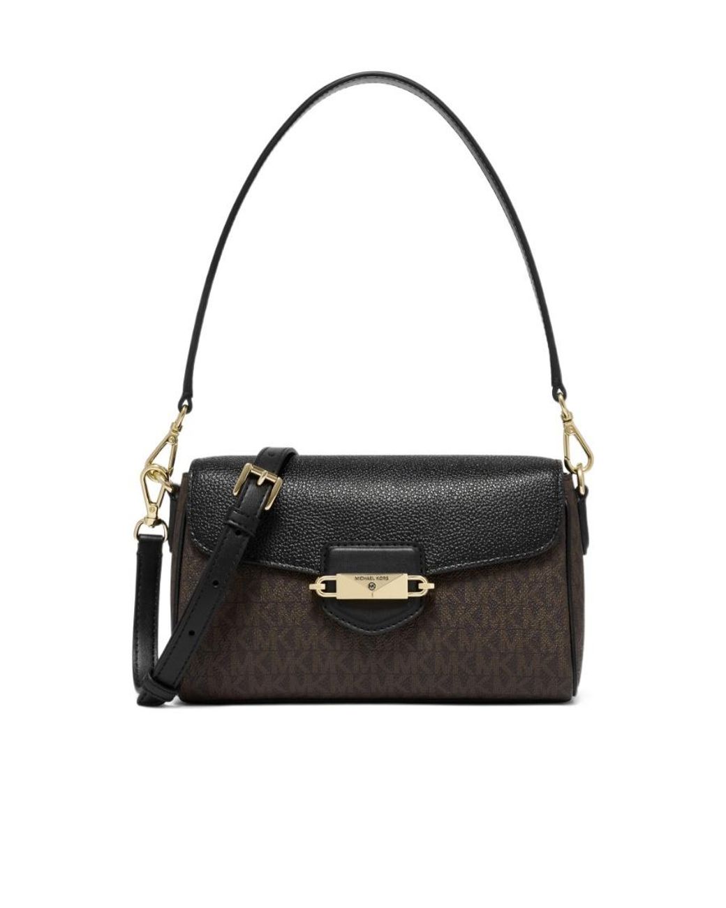 Michael Kors Black Fleur Monogrammed Shoulder Bag