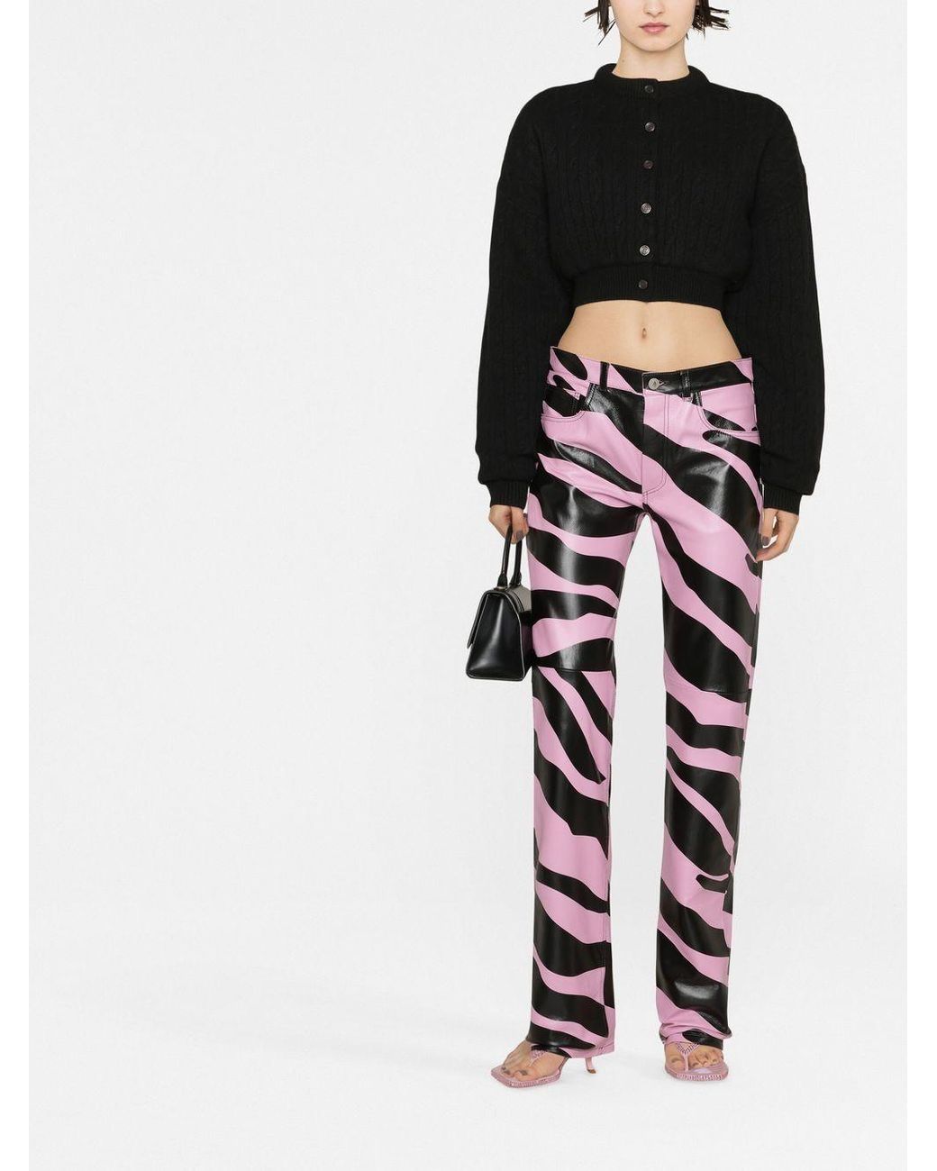 Alexander Wang Black Cable-Knit Cropped Cardigan