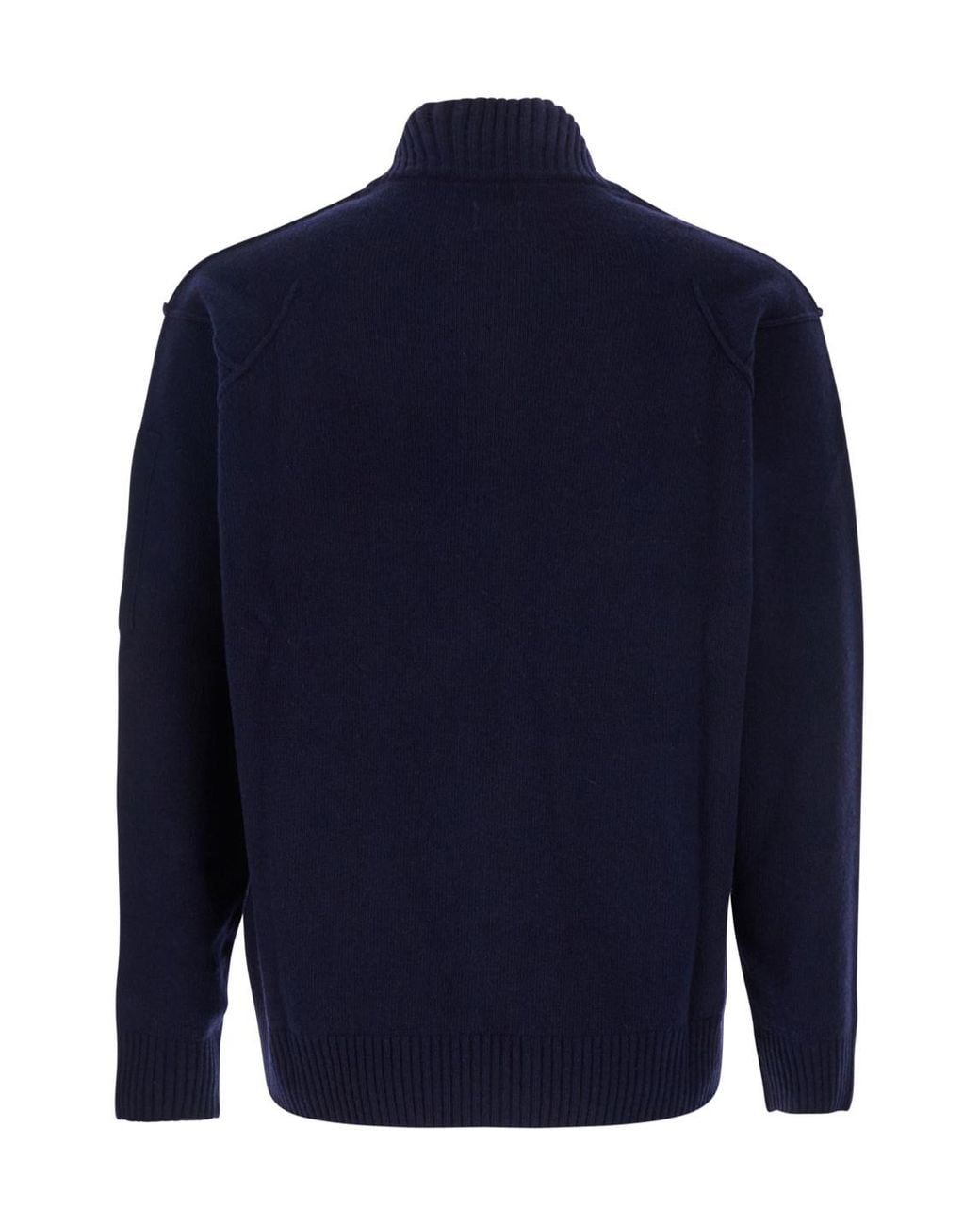 C P Company Blue High Neck Logo Plaque Jacket for men