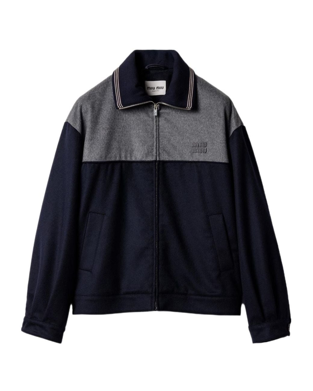 Miu Miu Blue Wool-Cashmere Bomber Jacket