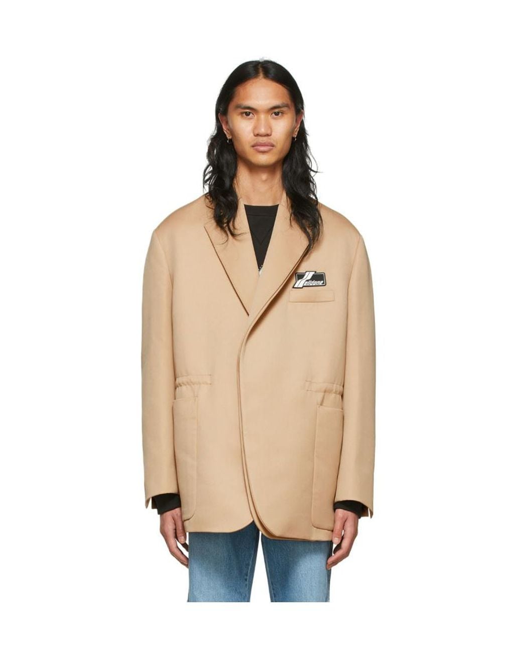 we11done Natural Logo Patch Twill Blazer for men