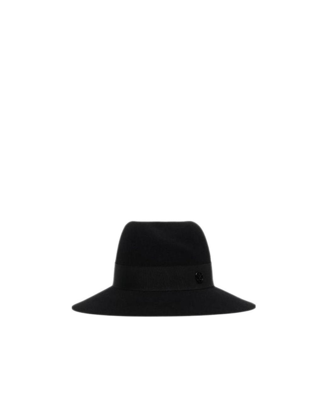 Maison Michel Black Logo Plaque Virginie Hat
