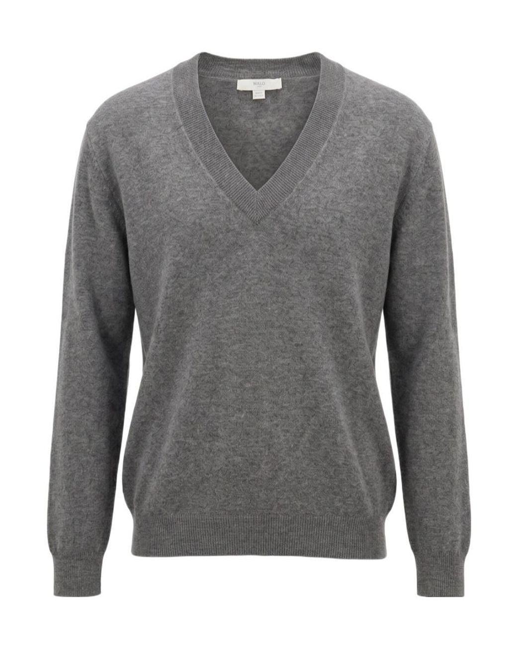 Malo Gray V-Neck Cashmere Sweater