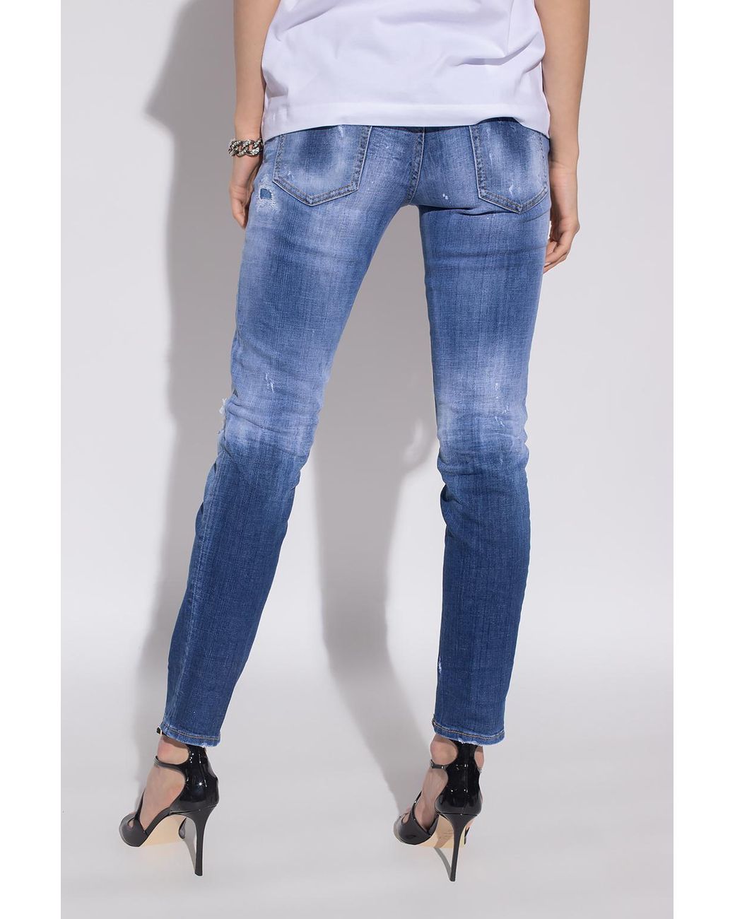DSquared² Blue Jennifer Floral Printed Distressed Jeans