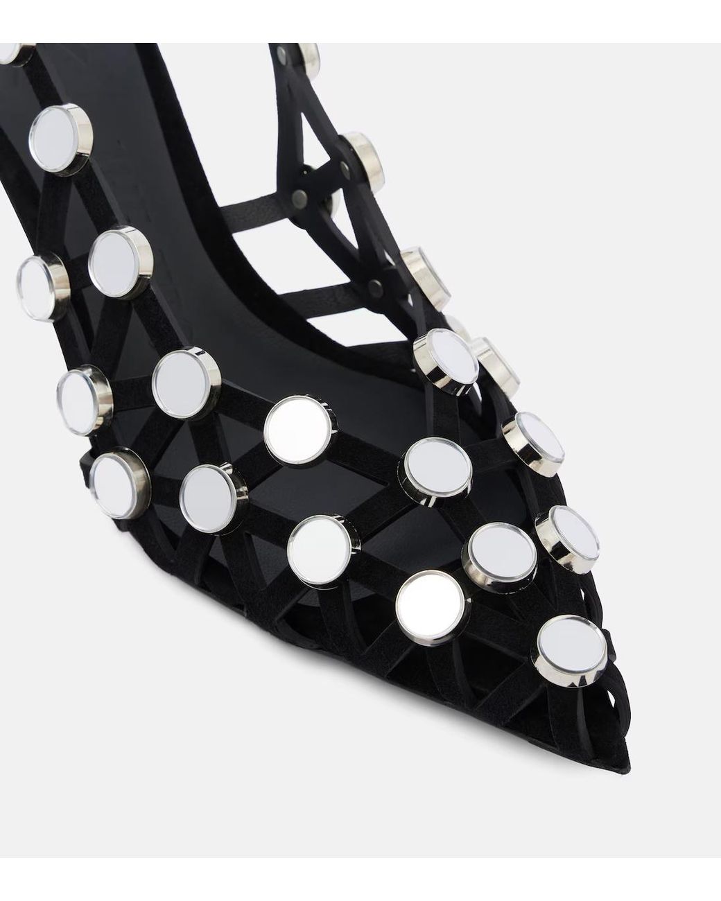 The Attico Black Decorated Leather High-Heeled Sandals