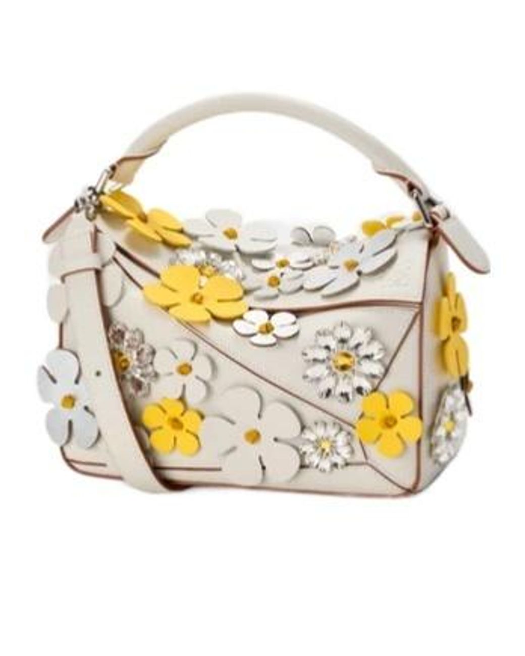 Loewe Metallic Small Puzzle Floral-Appliqué Tote Bag