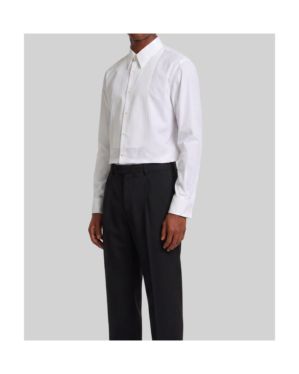 Saint Laurent White Smoking Bib Front Button-Up Shirt for men