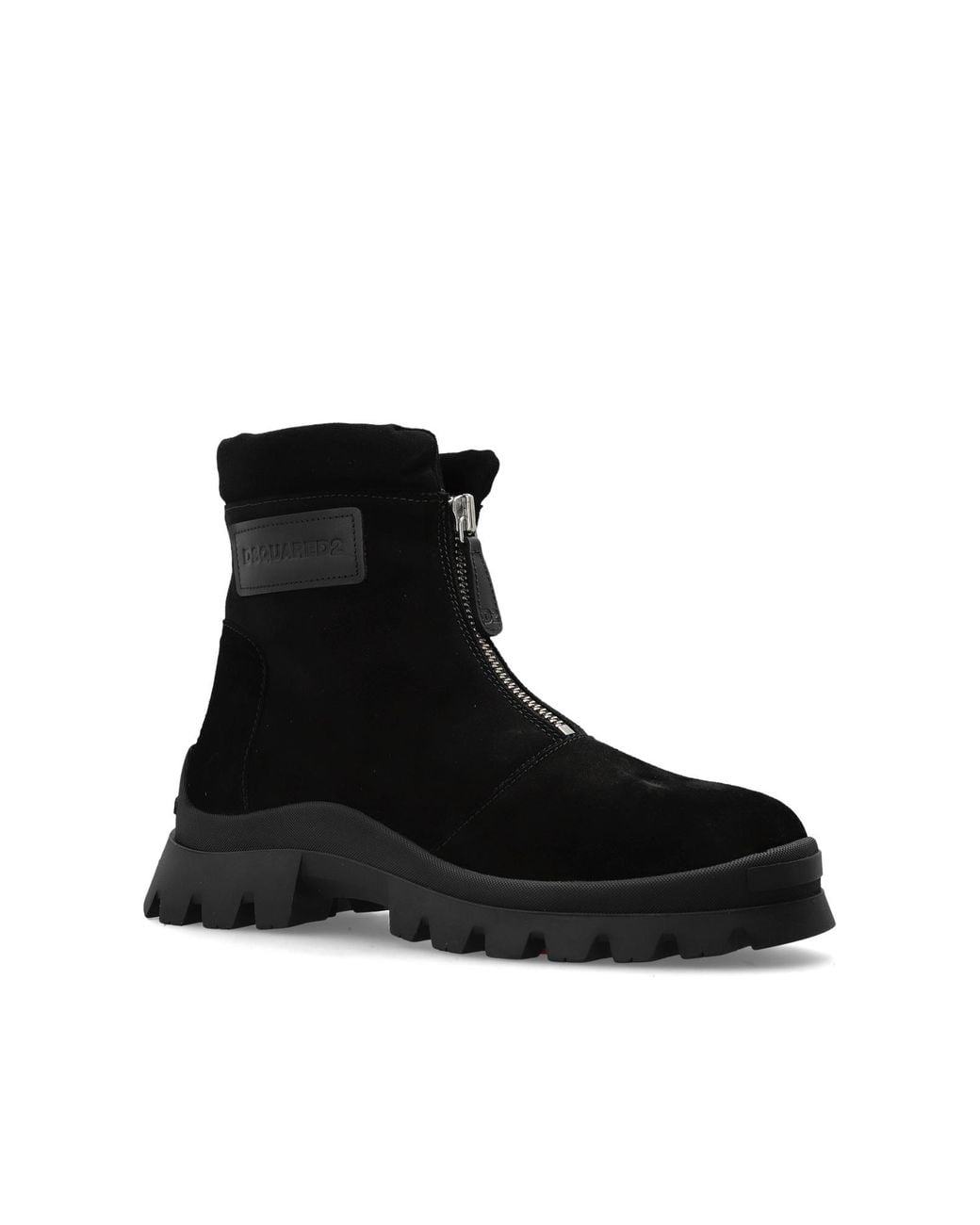 DSquared² Black Front-Zip Ankle Boots for men