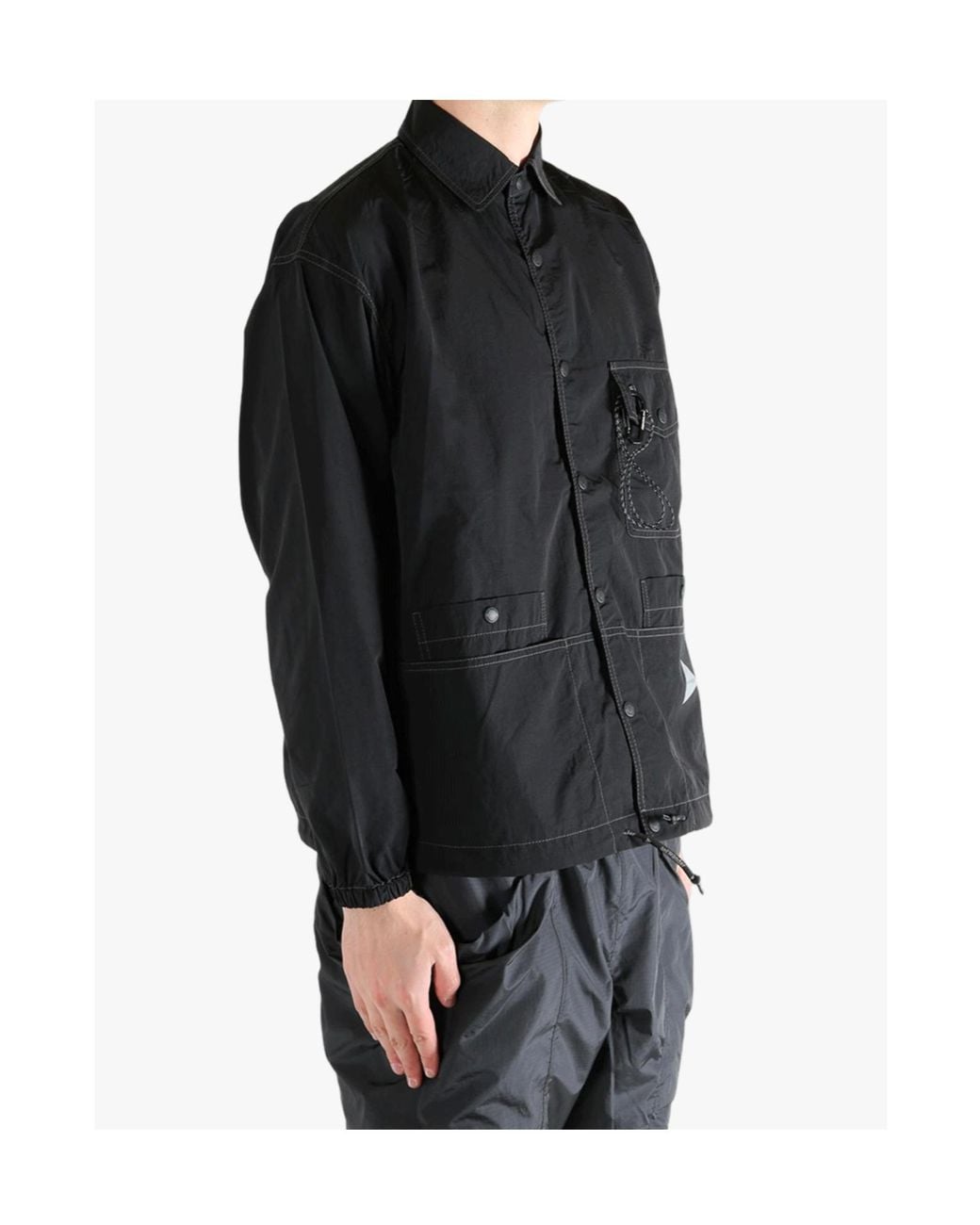 And Wander Black Contrast-Stitch Pocket-Detail Jacket for men