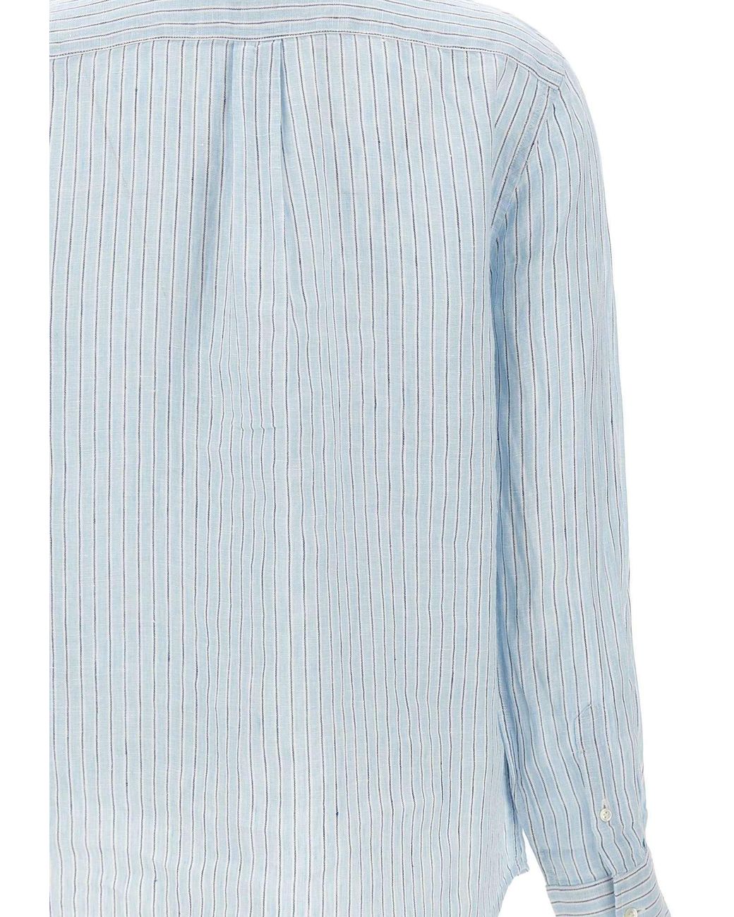 Ralph Lauren Blue Polo Striped Button-Up Shirt