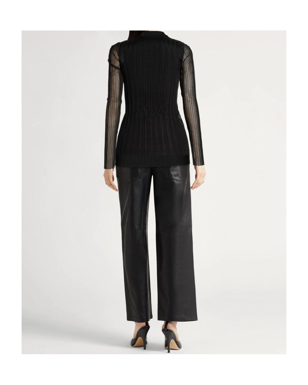 Sportmax Black Tulle Long Sleeve Top