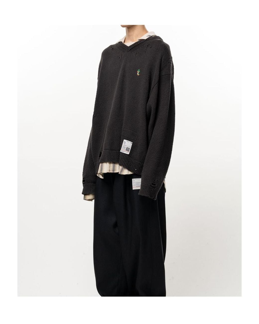 Maison Mihara Yasuhiro Black Triple Layered Collared Knit Sweater for men