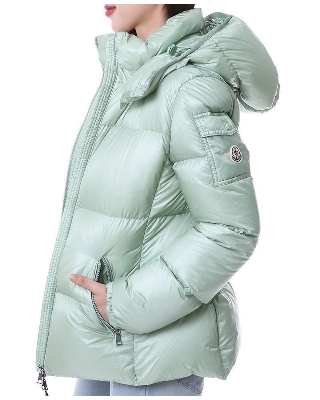 Moncler Green Fourmine Logo Patch Down Jacket