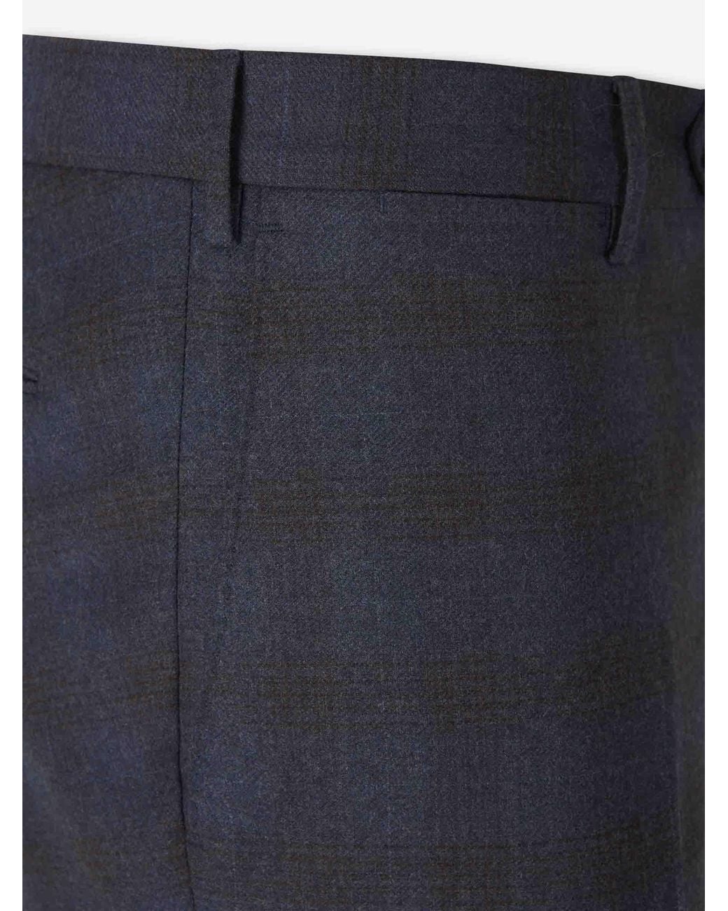 Pt Pantaloni Blue Wool Plaid Trousers for men