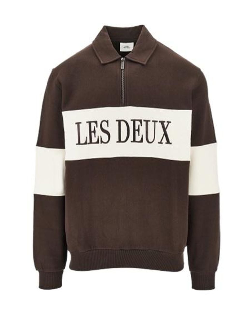 Les Deux Brown Logo-Embroidered Panelled Sweater for men