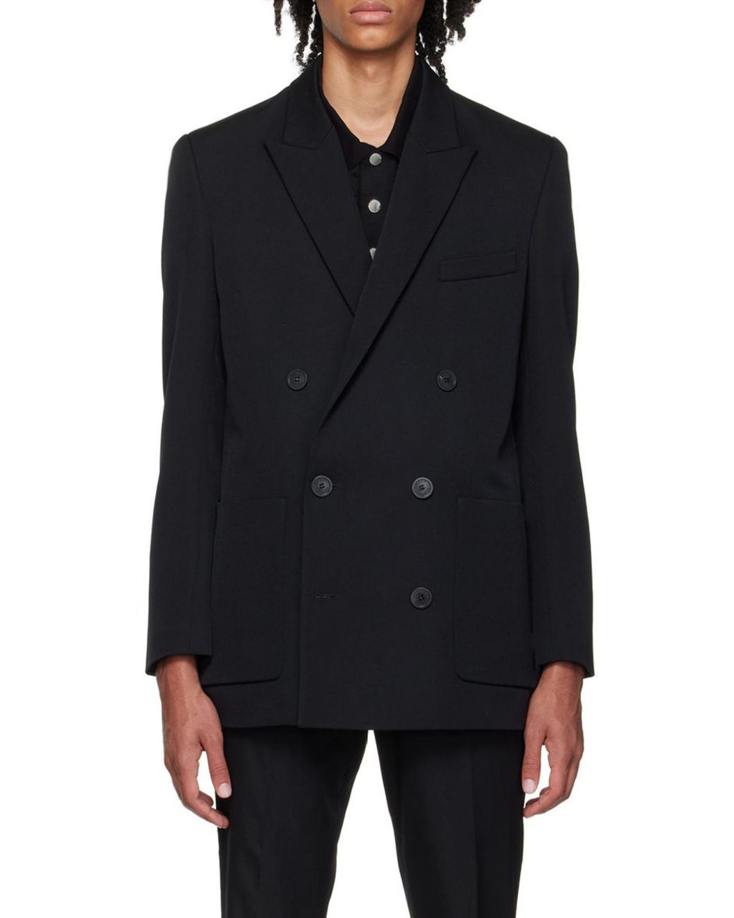 Balmain Black Double-Breasted Blazer for men